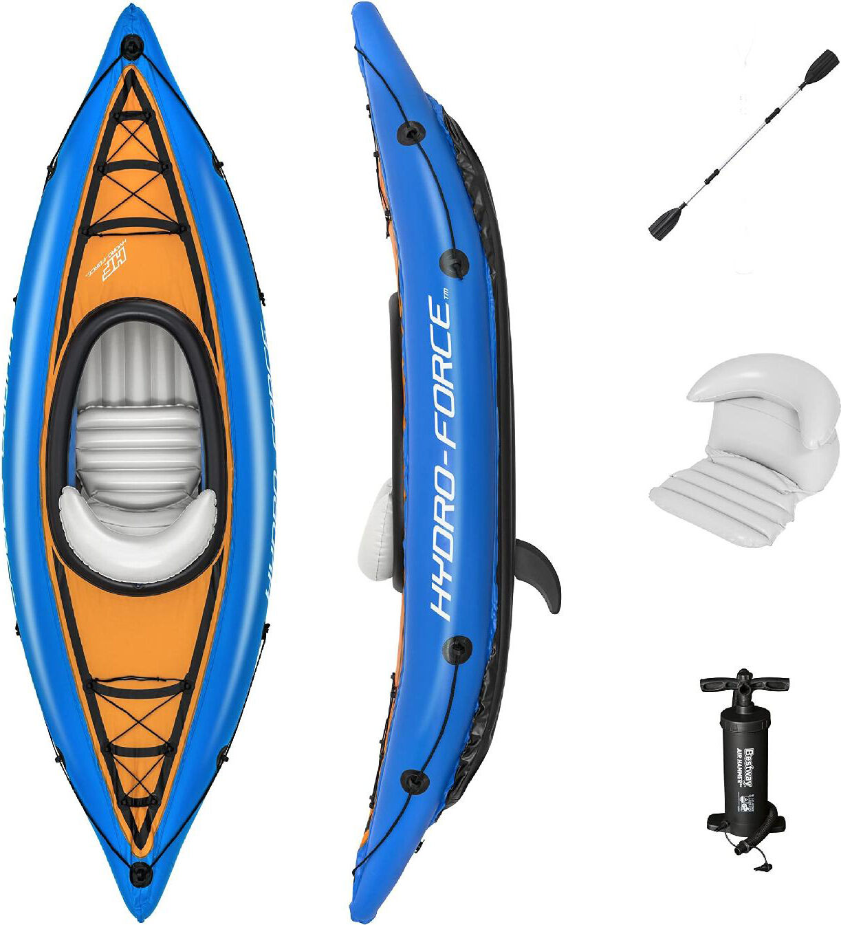 bestway 65115 kayak gonfiabile con remi e pompa gonfiaggio canoa un posto 65115