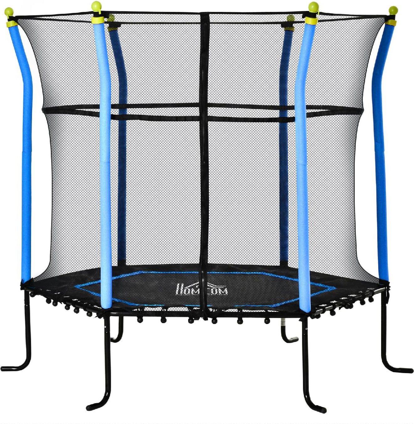 dechome 007v01bu tappeto elastico per bambini 3-10 anni con rete di sicurezza e corde elastiche trampolino da giardino Ø185x160 cm colore blu/nero - 007v01bu