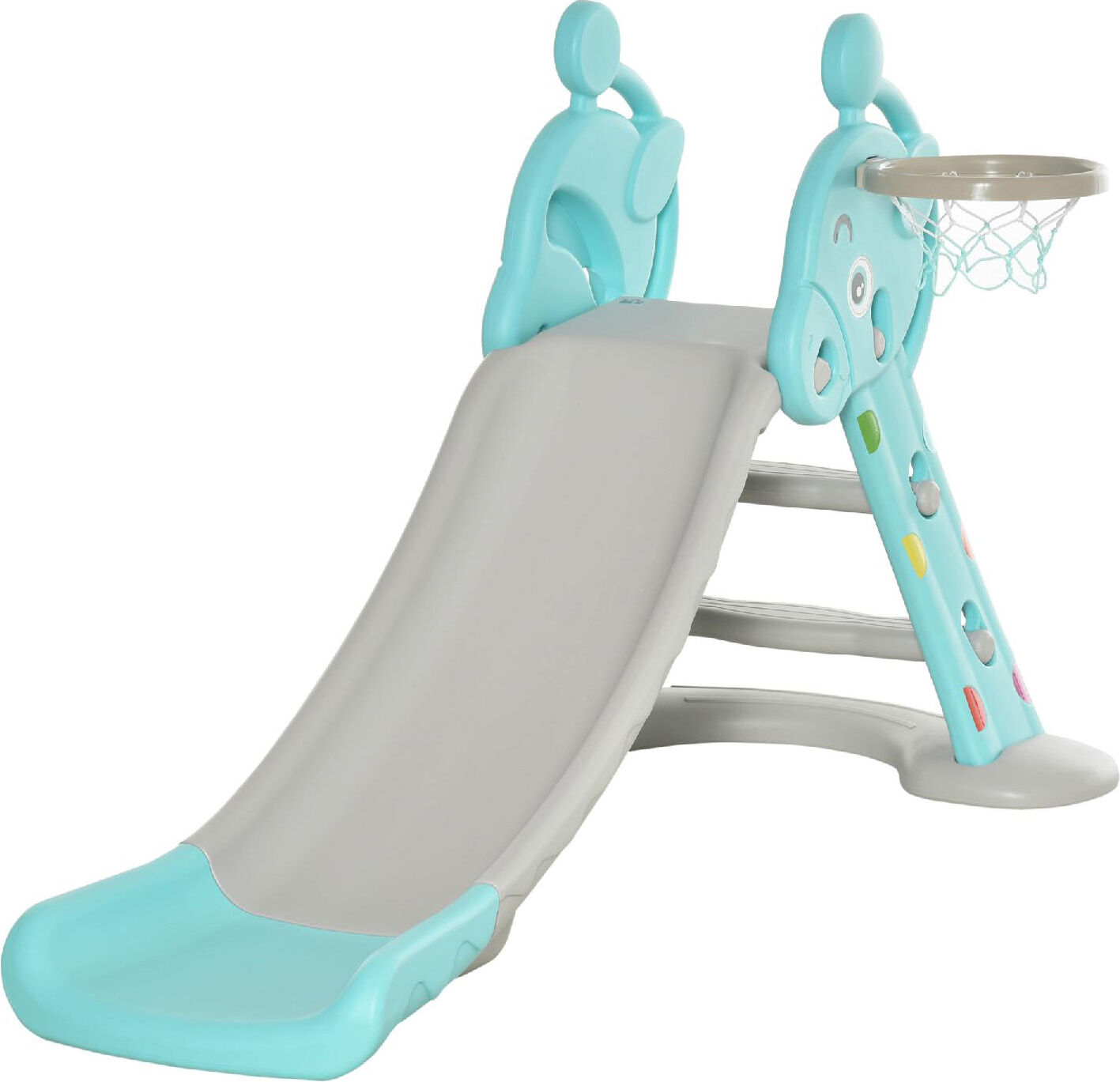 dechome 9e331 scivolo per bambini con canestro basket per interno ed esterno in pp e hdpe età 2-4 anni grigio e blu - 9e331