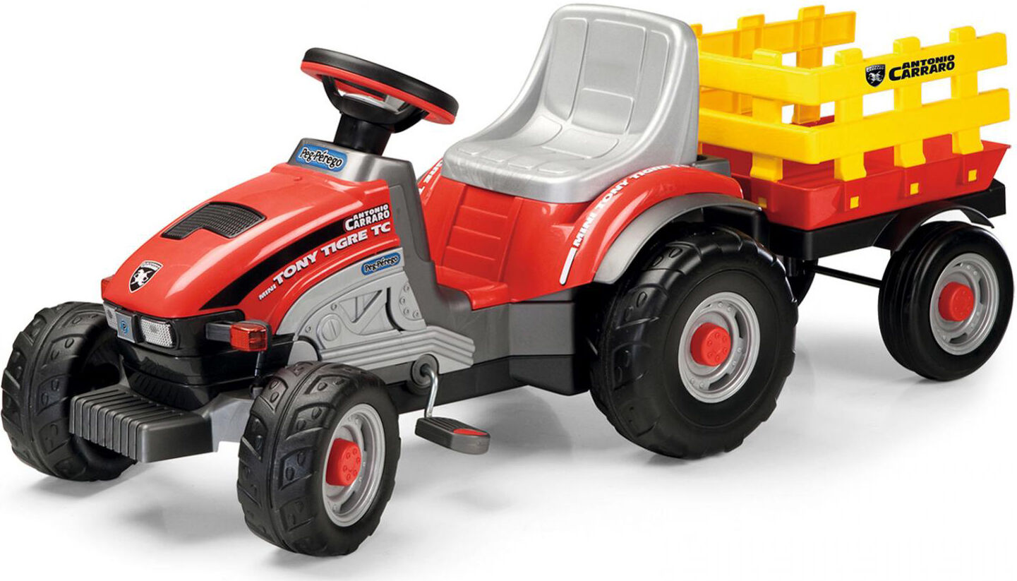 peg perego cd0529 mini tony tigre trattore cavalcabile a pedali per bambini da 1+ anni - cd0529