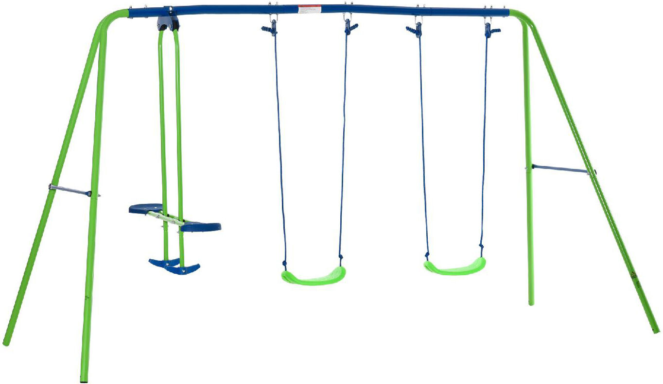 vivagarden 35/344 set altalene da giardino per bambini in metallo e pe blu verde - 35/344