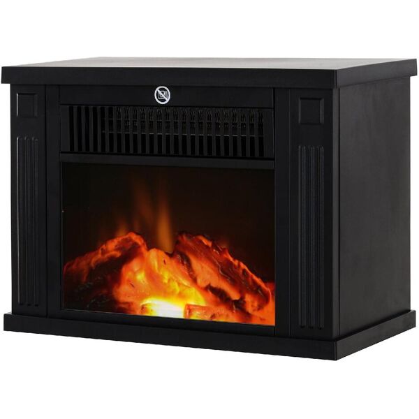 dechome 8d0050 caminetto elettrico da terra potenza 600w/1200 watt in plastica e vetro temperato nero 34x17x25 cm - 8d0050