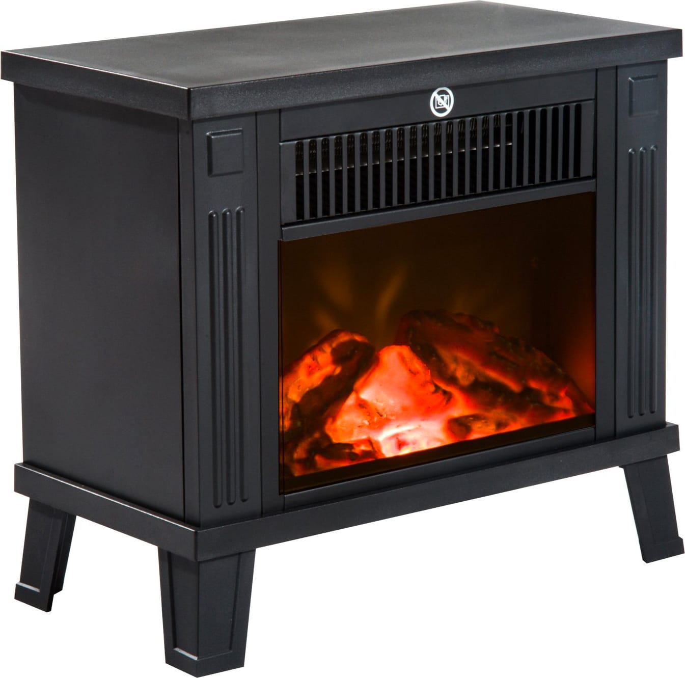 dechome 841dh65 caminetto elettrico da terra 600w/1200 watt con effetto fiamma nero 34.5x17x31 cm - 841dh65