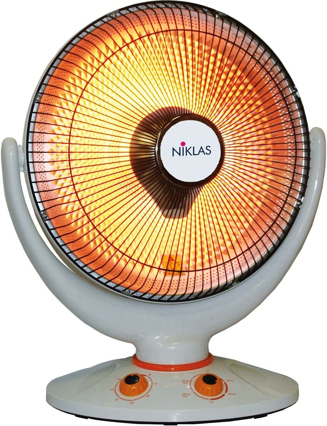 niklas solemio stufa stufetta elettrica alogena 1000w oscillante ventilatore