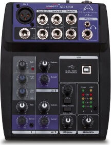 wharfedale 4401160 mixer audio consolle per dj 5 canali jack 3.5 mm/6.35 mm ingressi microfono colore nero - connect 502 usb - 4401160