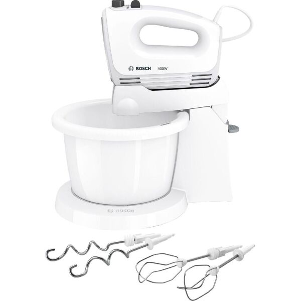 bosch mfq2600x sbattitore elettrico mixer con ciotola potenza 400 watt 4 velocità + funzione turbo colore bianco - mfq2600x clevermixx