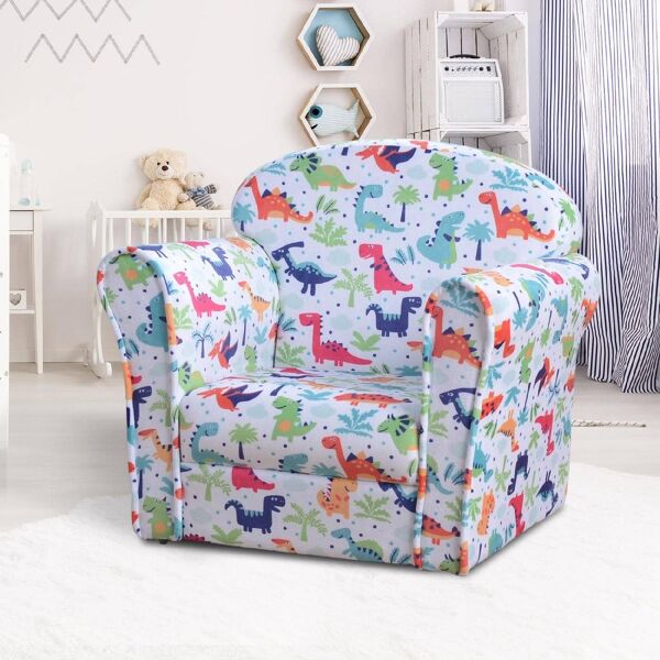 dechome 3100d6 poltroncina mini per bambini bianca con dinosauri colorati - 3100d6