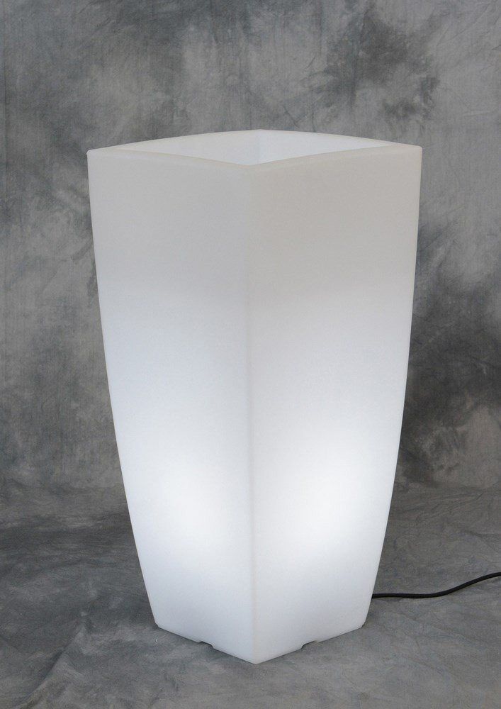 giardini del re home light quadro 40x40x90 b vaso luminoso per piante in resina colorata per interno / esterno quadrato cm 40x40x90h bianco ghiaccio luce bianca - home light quadro arredamento