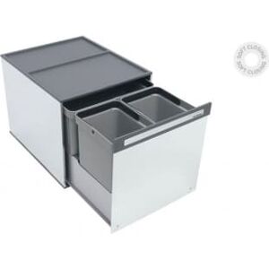 tecnoinox box 3 bidoni raccolta differenziata per mobili estraibile guide soft closing 3 contenitori spazzatura 10 + 10 + 16 litri colore acciaio / grigio - box 3