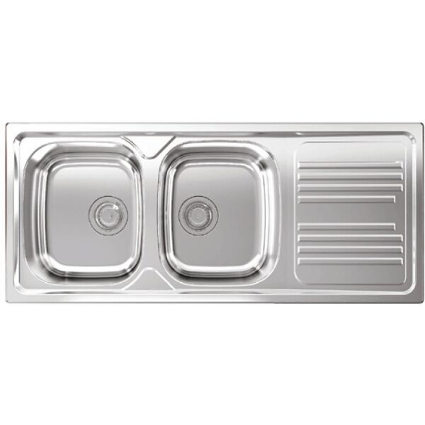 apell tm1162irbc lavello cucina 2 vasche da incasso con gocciolatoio dx larghezza 116 cm materiale acciaio inox finitura spazzolato - tm1162irbc atmosfera