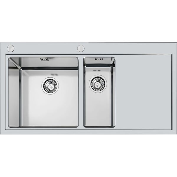 foster 1251 052 lavello cucina 1 vasca e 1/2 da incasso filotop con gocciolatoio dx 100 cm materiale acciaio aisi 304 finitura spazzolata - 1251 052