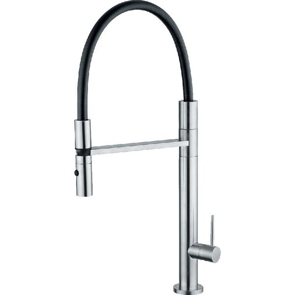 foster 8477 100 miscelatore cucina rubinetto monocomando lavello in acciaio inox satinato - 8477 100 tube