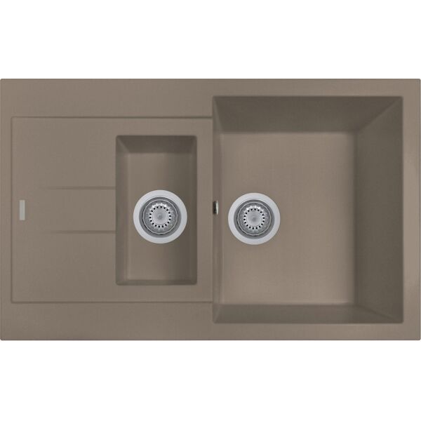 plados am7815 ug72 lavello cucina 1 vasca e 1/2 da incasso con gocciolatoio larghezza 78 cm materiale ultragranit finitura tartufo ug72 - am7815 elegance