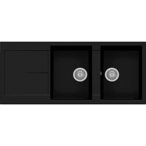 plados nf11620 ns n6 lavello cucina 2 vasche da incasso larghezza 116 cm materiale nanostone colore deep black ns n6 - nf11620 serie infinity