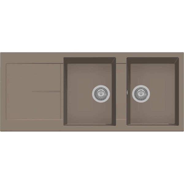 plados nf11620 ug72 lavello cucina 2 vasche da incasso con gocciolatoio larghezza 116 cm materiale ultragranit colore tartufo ug72 - nf11620 infinity