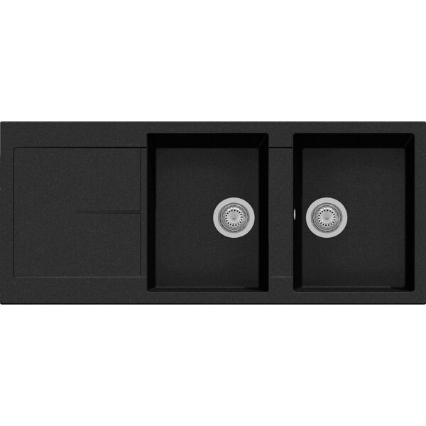 plados nf11620 um44 lavello cucina 2 vasche da incasso con gocciolatoio larghezza 116 cm materiale ultrametal colore nero um44 - nf11620 serie infinity