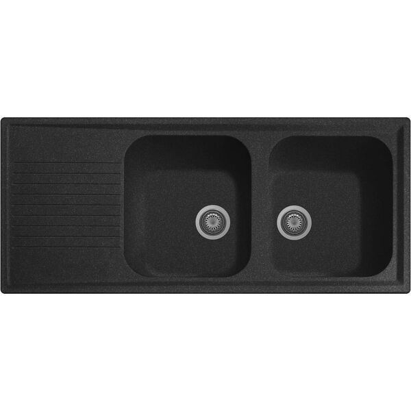 plados pl1162um44 lavello cucina 2 vasche incasso con gocciolatoio larghezza 116 cm materiale ultrametal colore nero um44 - pl1162 serie atlantic