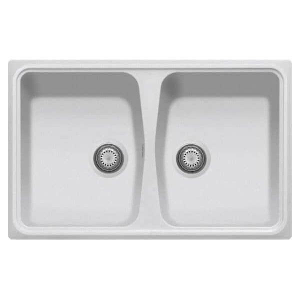 plados sp0792 ug98 lavello cucina 2 vasche da incasso larghezza 79 cm materiale ultragranit colore bianco ug98 - sp0792 serie spazio