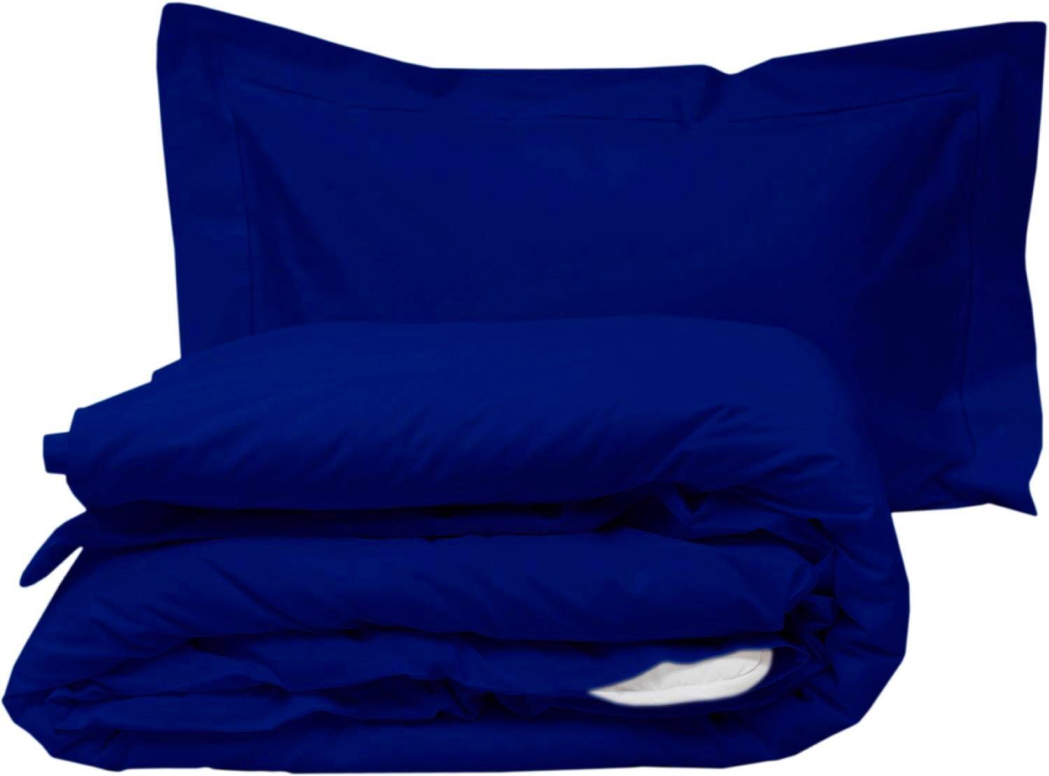 blanco ajour completo letto in percalle di cotone letto matrimoniale set: copripiumone 250x205 cm / lenzuolo con angoli 180x200 cm / 2 federe 50x80 colore blue - ajour