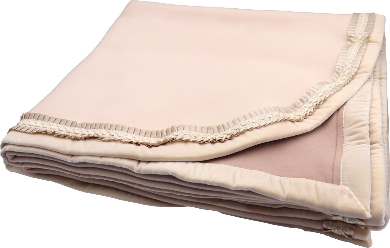 somma bb0165 coperta matrimoniale invernale in pura lana vergine merino tinta unita con fantasia floreale colore rosa - romantica