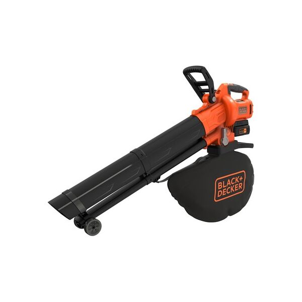 black & decker bcblv3625l1 soffiatore a batteria elettrico aspiratore foglie aspirafoglie cordless 270 km/h con funzione trituratore nero arancione 36v ioni di litio - bcblv3625l1