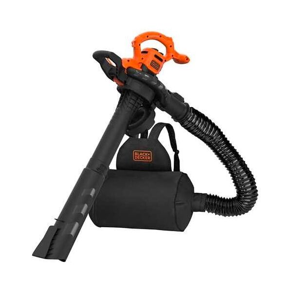 black & decker beblv290-qs soffiatore elettrico aspiratore foglie aspirafoglie potenza 2900 watt con funzione trituratore 15 m3/min sacco 55 litri - beblv290-qs