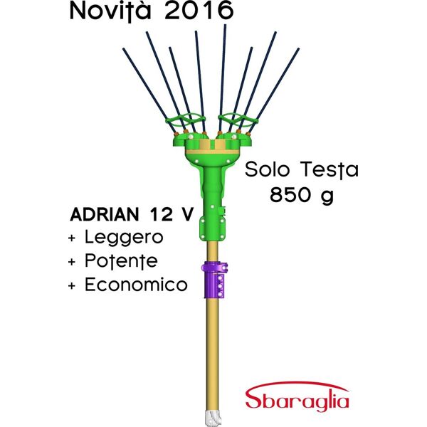 sbaraglia adrian 2016 abbacchiatore olive scuotitore olive elettrico a batteria 12v cavo 20 mt asta telescopica 2.9 mt - adrian 2016