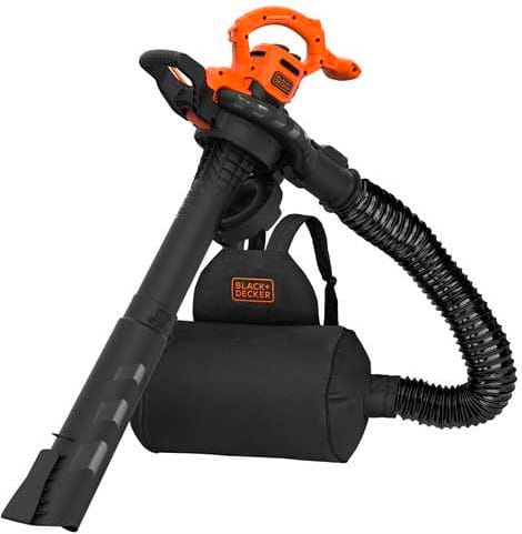 black & decker beblv290-qs soffiatore elettrico aspiratore foglie aspirafoglie potenza 2900 watt con funzione trituratore 15 m3/min sacco 55 litri - beblv290-qs