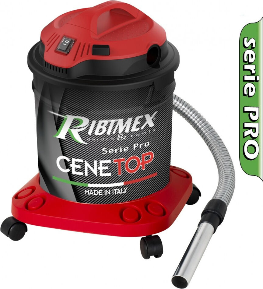 ribimex prcen012 bidone aspiratutto aspiracenere senza sacco capacità 18 litri potenza 1200 watt con ruote colore nero - prcen012