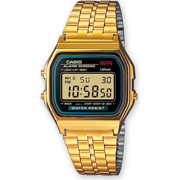 casio a159wgea-1ef orologio digitale con cassa in resina e cinturino in acciaio inox cronometro calendario colore oro - a159wgea-1ef vintage iconic