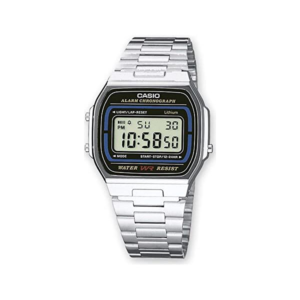 casio a164wa-1ves orologio uomo quadrante digitale cassa in resina e cinturino inox colore argento - a164wa-1ves