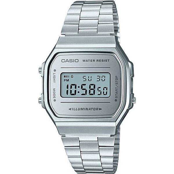 casio a168wem-7df orologio unisex quadrante digitale al quarzo cassa e cinturino inox colore argento / grigio - a168wem-7df retro mirror