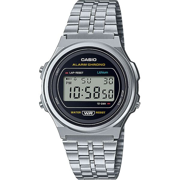 casio a171we-1aef orologio unisex quadrante digitale cassa in resina e cinturino inox colore silver - a171we-1aef vintage