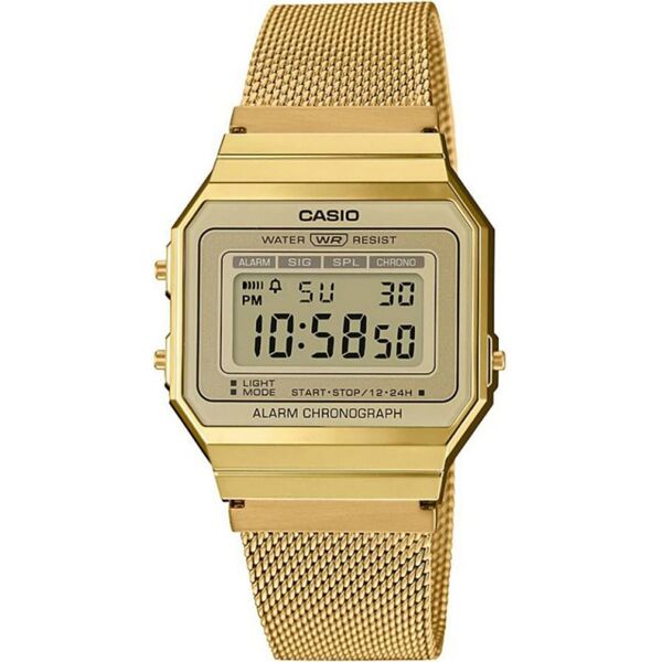 casio a700wemg-9aef orologio unisex quadrante digitale cassa in resina e cinturino metallo colore oro - a700wemg-9aef new slim vintage