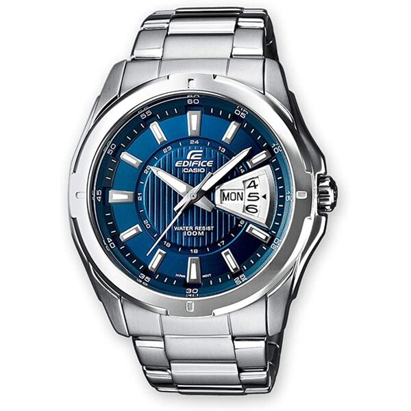 casio ef-129d-2avef orologio uomo analogico con cassa e cinturino in acciaio inox calendario impermeabile colore acciaio blu - ef-129d-2avef edifice classic