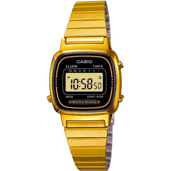 casio la670wega-1ef orologio digitale con cassa in resina e cinturino in acciaio inox cronometro timer calendario colore oro - la670wega-1ef vintage mini