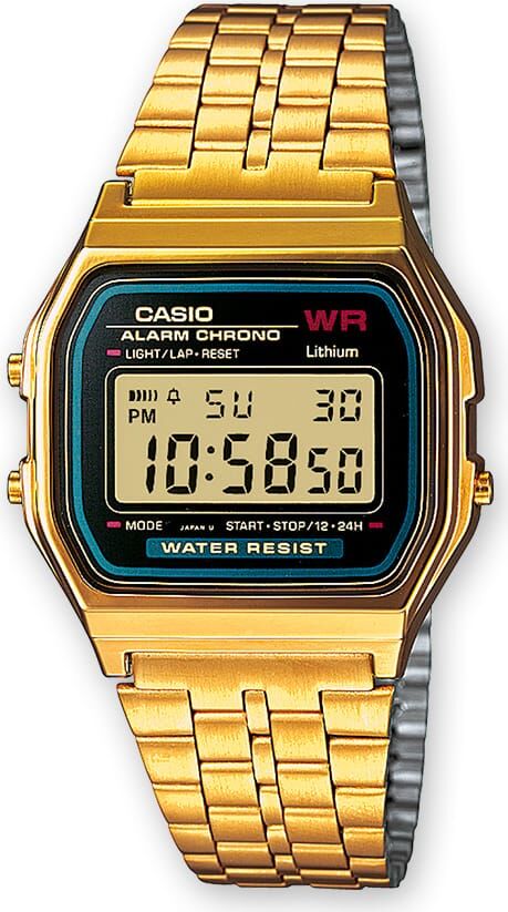 casio a159wgea-1ef orologio digitale con cassa in resina e cinturino in acciaio inox cronometro calendario colore oro - a159wgea-1ef vintage iconic