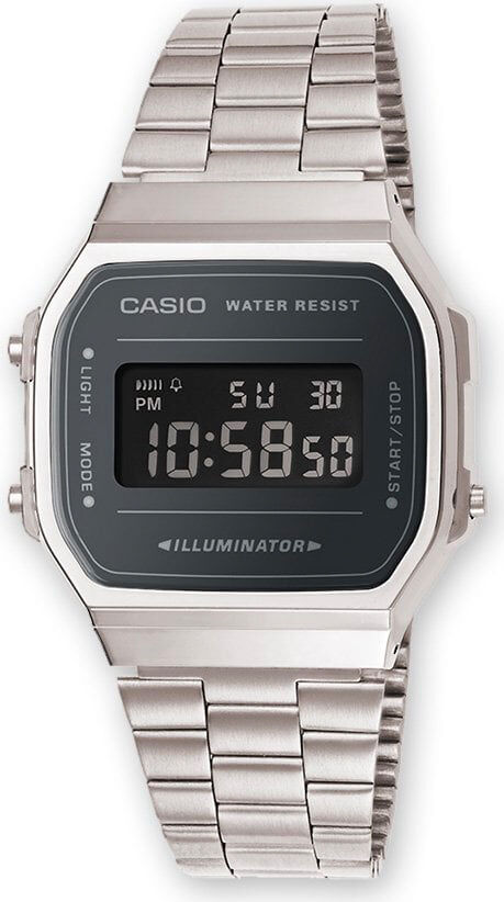 casio a168wem-1df orologio unisex quadrante digitale cassa in resina e cinturino inox colore argento - a168wem-1df