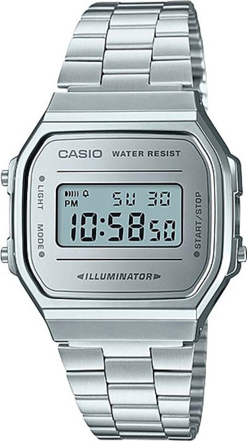 casio a168wem-7df orologio unisex quadrante digitale al quarzo cassa e cinturino inox colore argento / grigio - a168wem-7df retro mirror