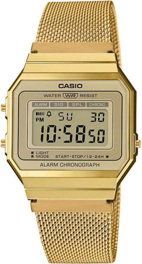 casio a700wemg-9aef orologio unisex quadrante digitale cassa in resina e cinturino metallo colore oro - a700wemg-9aef new slim vintage