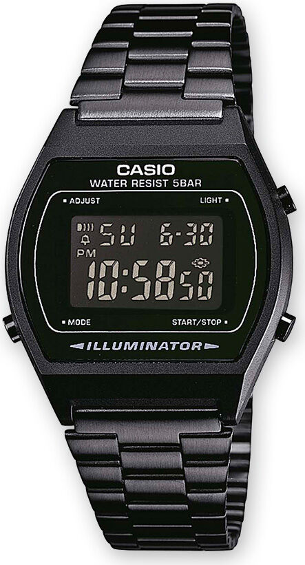 casio b640wb-1bef orologio digitale con cassa in resina e cinturino in acciaio inox cronometro timer calendario impermeabile colore nero - b640wb-1bef vintage edgy