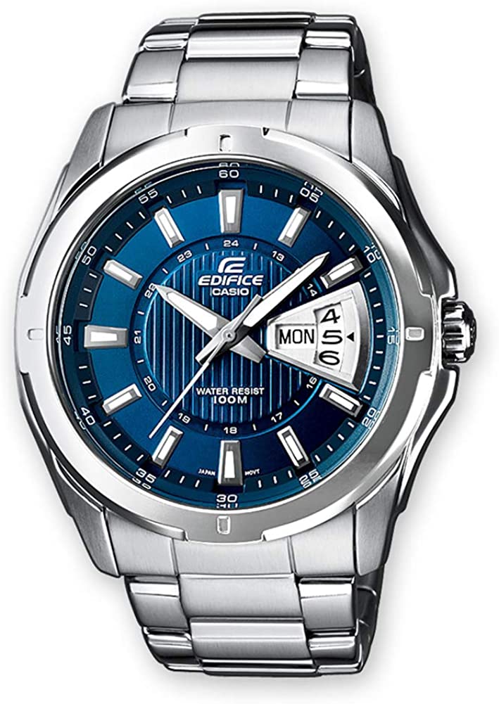 casio ef-129d-2avef orologio uomo analogico con cassa e cinturino in acciaio inox calendario impermeabile colore acciaio blu - ef-129d-2avef edifice classic