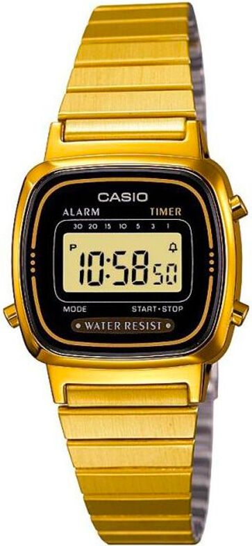 casio la670wega-1ef orologio digitale con cassa in resina e cinturino in acciaio inox cronometro timer calendario colore oro - la670wega-1ef vintage mini