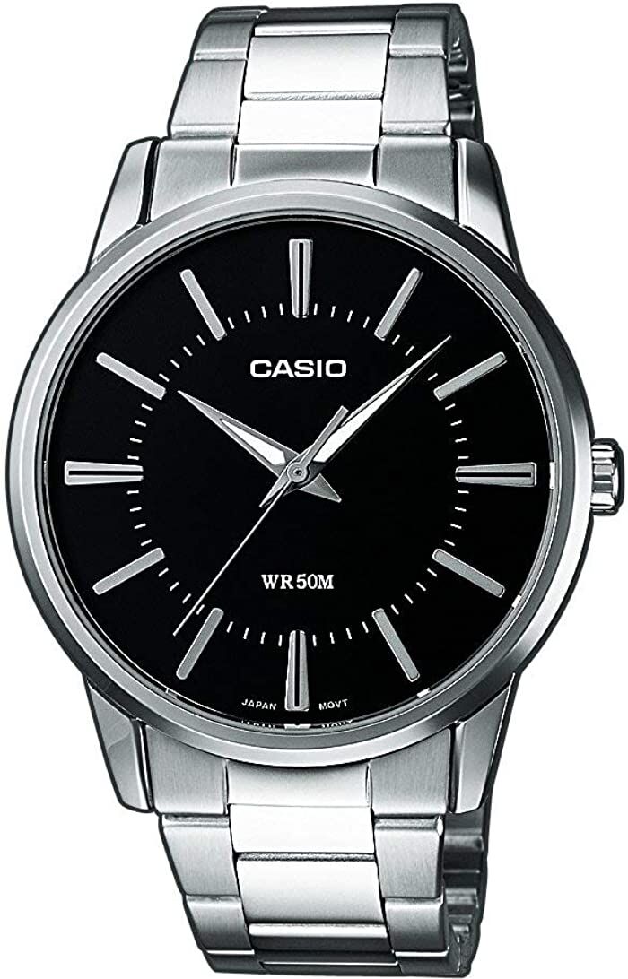 casio mtp-1303pd-1avef orologio uomo analogico con cassa in ottone e cinturino in acciaio inox colore acciaio nero - mtp-1303pd-1avef collection men