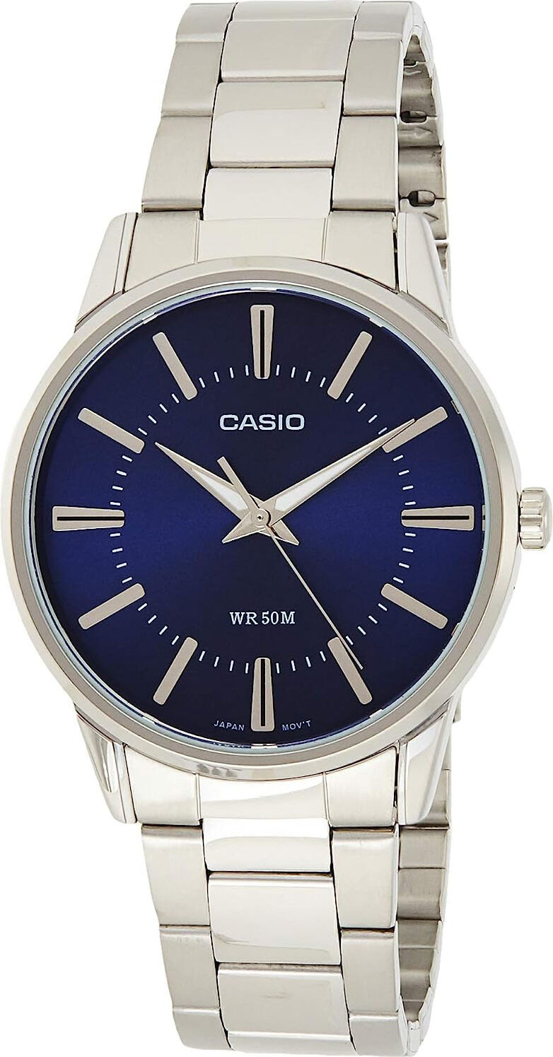 casio mtp-1303pd-2avef orologio uomo analogico con cassa in ottone e cinturino in acciaio inox colore acciaio blu - mtp-1303pd-2avef collection men