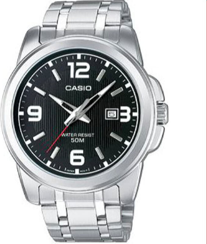 casio mtp-1314pd-1avef orologio uomo analogico con cassa in ottone e cinturino in acciaio inox impermeabile calendario colore acciaio - mtp-1314pd-1avef