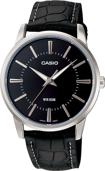 casio mtp-1303l-1avdf orologio uomo analogico con cassa in ottone e cinturino in pelle impermeabile colore nero - mtp-1303l-1avdf enticer gents'