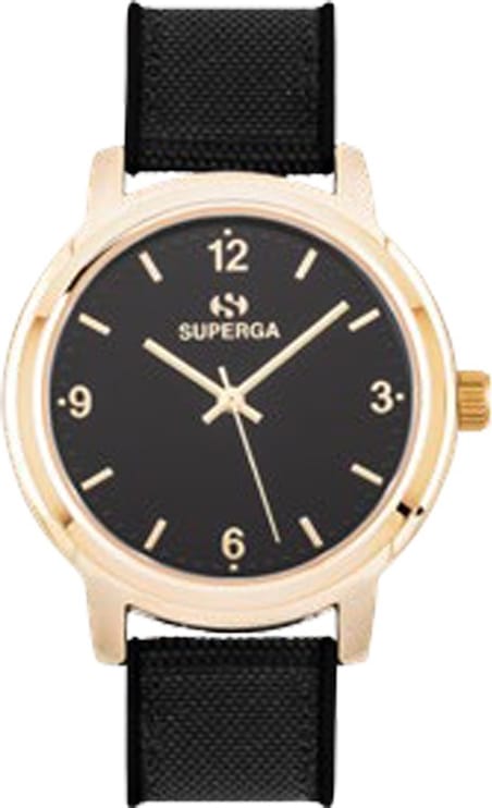 superga stc006 orologio uomo quadrante analogico al quarzo cassa in acciaio e cinturino in nylon colore nero oro - stc006