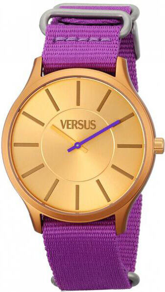 versace so606 orologio donna quadrante analogico con movimento al quarzo cassa acciaio con inserti oro e cinturino tessuto - so606 versus