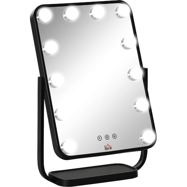 dechome 493v90831 specchio trucco illuminato inclinabile con 12 luci led e luminosità regolabile 32.8lx11x47.4cm - 493v90831
